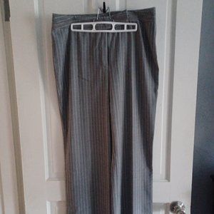Gray with white pinstripe wide-leg trousers, size 14